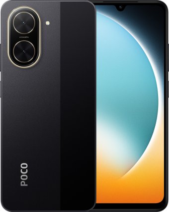 Телефон POCO C71 4GB/128GB в черном цвете – вид спереди и сзади