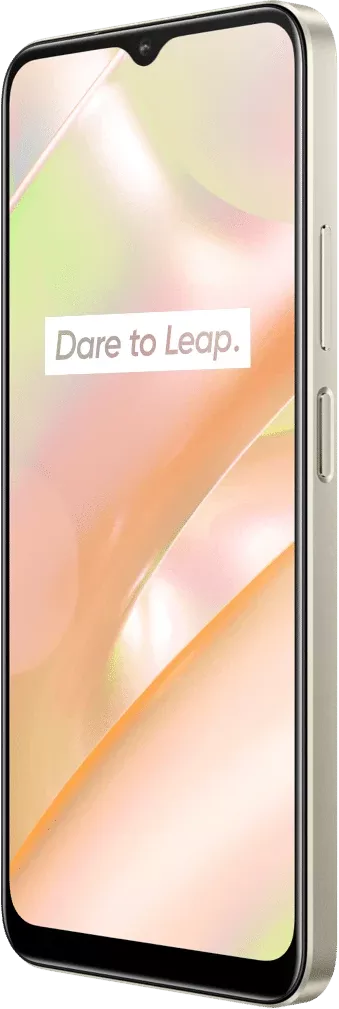 Дизайн и экран Realme C33 RMX3624, вид сбоку и крупный план экрана