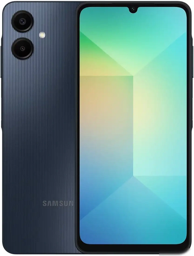 Samsung Galaxy A06 SM-A065F 4GB/64GB – вид спереди и сзади в черном цвете