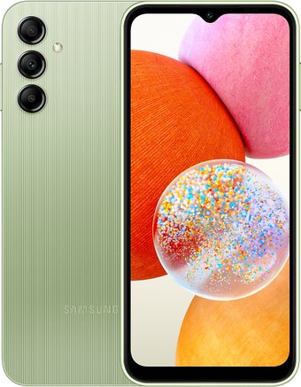 Вид Samsung Galaxy A14 сбоку с кнопкой сканера отпечатка