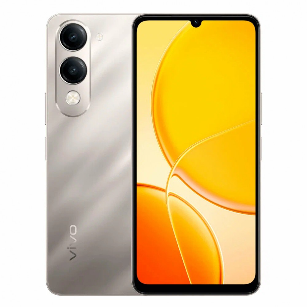 Телефон Vivo Y04 4GB/128GB в титановом цвете – вид спереди и сзади